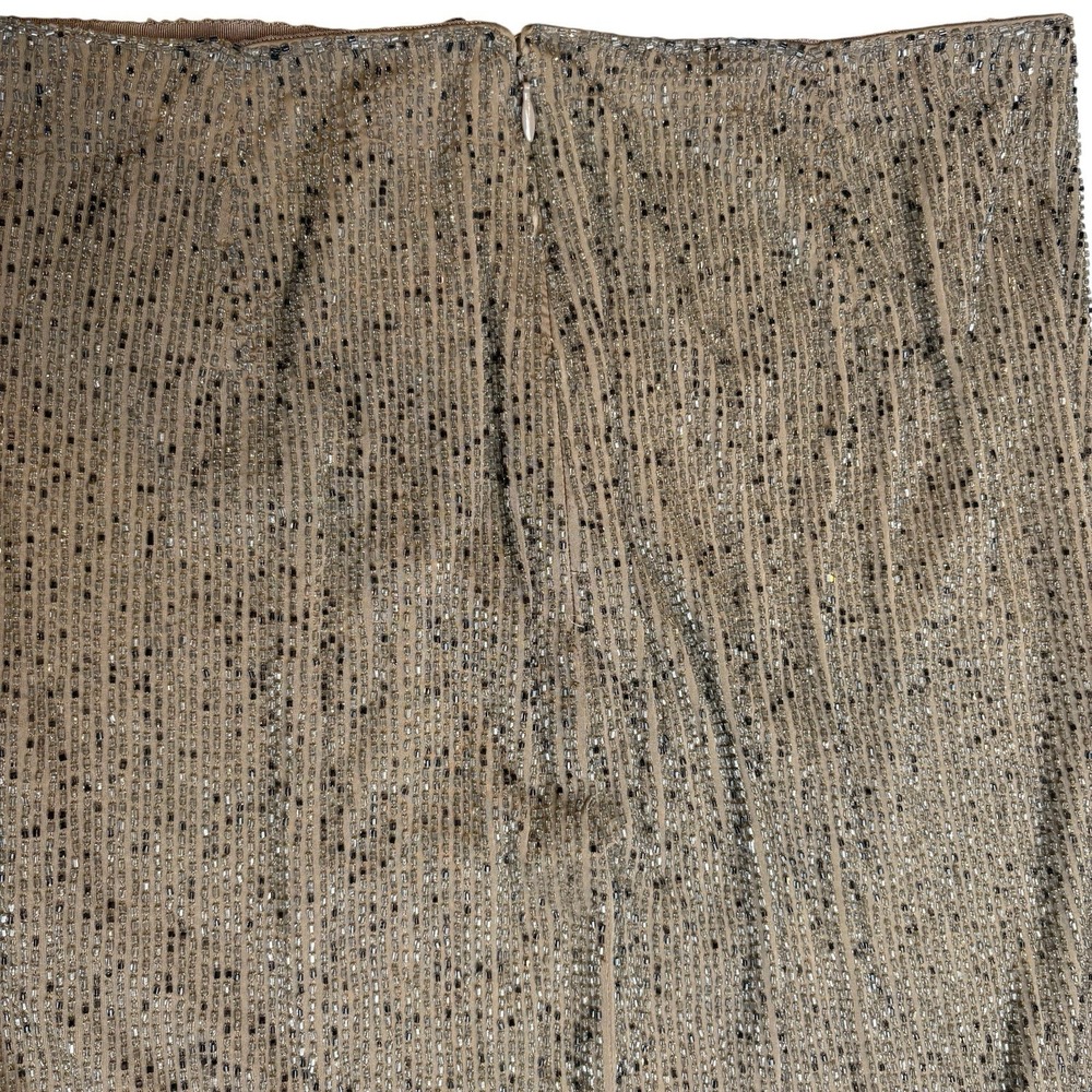 Lauren Ralph Lauren Skirt Size 8 Beaded Midi Pencil Womens Side Zip Beige Lined‎